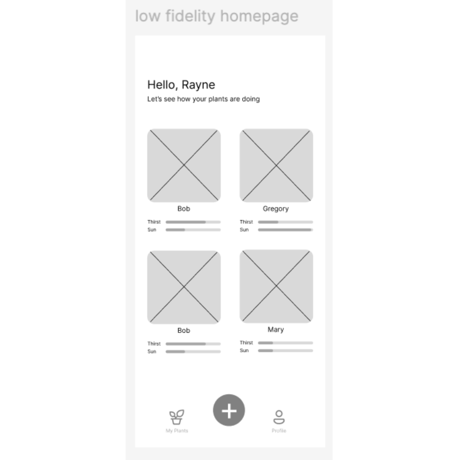 This is the screen with the new plant added